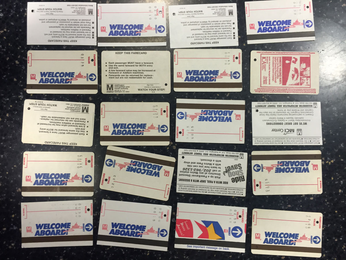 A variety of SmarTrip paper fare cards. (WTOP/J.J. Green)