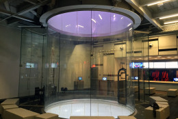 The flight chamber at iFLY, a new indoor skydiving facility in Ashburn, Virginia. (WTOP/John Aaron)
