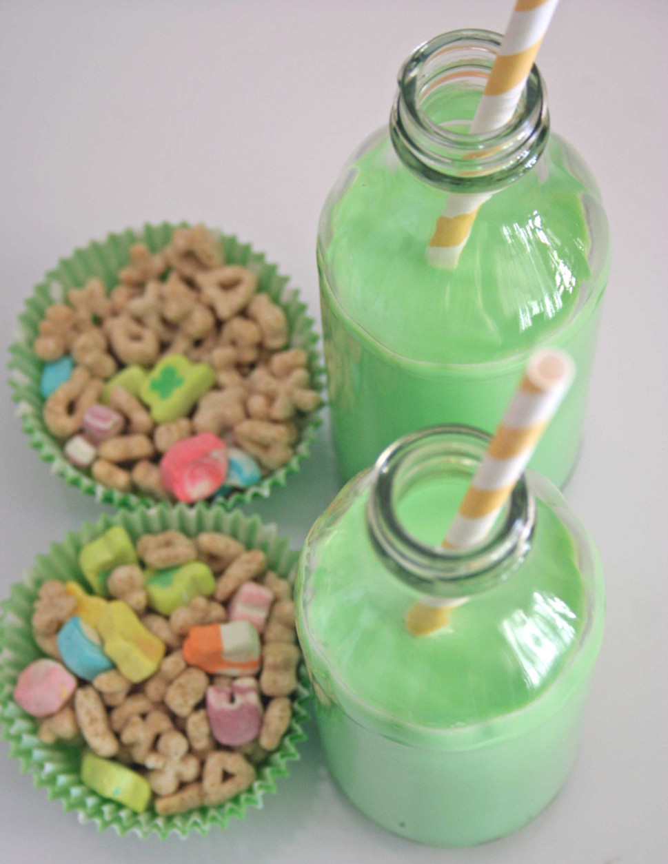 If you're looking for an extremely simple way to kick off the holiday with your kids (or even if you're just a child at heart), try blogger <a href="http://www.thoughtfullysimple.com/a-lucky-breakfast/">Thoughtfully Simple</a>'s idea for Lucky Charms cereal with green milk. (Courtesy Thoughtfully Simple)