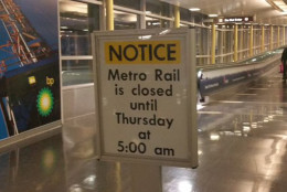 Metrorail's shutdown on Wednesday, March 16, 2016, is also impacting air travelers trying to get to and from Reagan National Airport. (WTOP/Kathy Stewart)