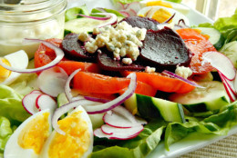 For a light and fresh start to your St. Patrick's Day meal, try <a href="http://frugalhausfrau.com/2015/03/13/irish-pub-salad/">The Frugal Hausfrau</a>'s Irish pub salad. This blogger uses in-season vegetables such as bibb and butter lettuces as a base for the salad, and tops it off with pickled beets, hardboiled eggs and bleu cheese.