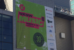 A banner hangs outside the South By Southwest music festival. (WTOP/Marcus Moore)