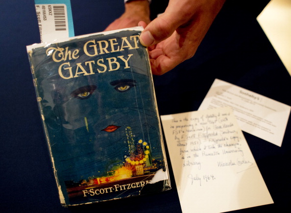 A copy of "The Great Gatsby." by F. Scott Fitzgerald is displayed June 6, 2013 at Sotheby's  in New York. The item is part of the "Fine Books and Manuscripts, Including Americana," to be auctioned June 11, 2013 at Sotheby's. (Don Emmert/AFP/Getty Images)