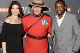A "West Wing" reunion with actress Melissa Fitzgerald and Dule Hill, joined by Canadian Mountie John Fitzgerald, at  The Hill/Extra/Embassy of Canada WHCD pre-party in Washington D.C. on Friday April 29. (Shannon Finney Photography)