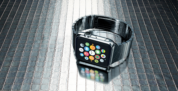 An Apple Watch smartwatch, taken on March 4, 2015. (Photo by Joby Sessions/T3 Magazine via Getty Images)