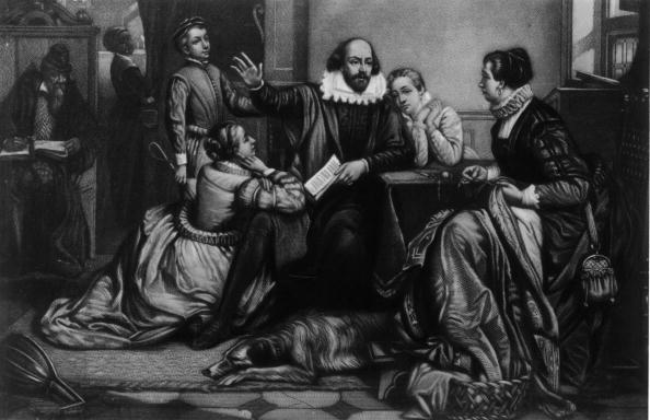 Circa 1600, Shakespeare (1564 - 1616) reading Hamlet to his family. (Photo by Hulton Archive/Getty Images)