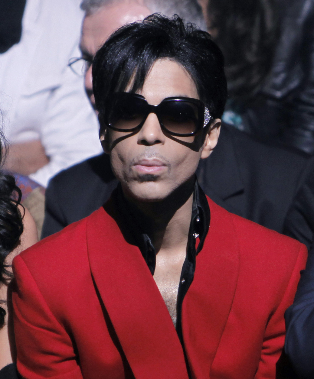 FILE - In this Oct. 7, 2009 file photo, U.S singer Prince attends John Galliano's Spring-Summer 2010 fashion collection, presented in Paris. (AP Photo/Thibault Camus, file)