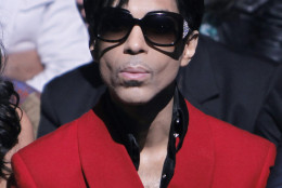 FILE - In this Oct. 7, 2009 file photo, U.S singer Prince attends John Galliano's Spring-Summer 2010 fashion collection, presented in Paris. (AP Photo/Thibault Camus, file)