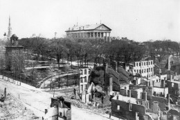This April 1865 image provided by the Library of Congress shows the view of buildings below the State Capitol in Richmond, Va, which were destroyed by the Confederate evacuation fire of April 2, 1865.  The fall of Richmond  foreshadowed the end of the Civil War and almost 250 years of American slavery. Events are scheduled for April to commemorate the fall of Richmond. (AP Photo/Library of Congress)