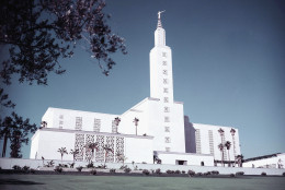 Temple of Church of Jesus Christ of the Latter Day Saints in West Los Angeles, California on February 10, 1956.    At the time of the church's dedication ceremony on March 11, 1956 this is suppose one of the largest temple's operated by the Mormon church.  The Los Angeles Califnoria Temple is located on Santa Monica Boulevard in the Westwood district of Los Angeles.  (AP Photo/Hal Filan)