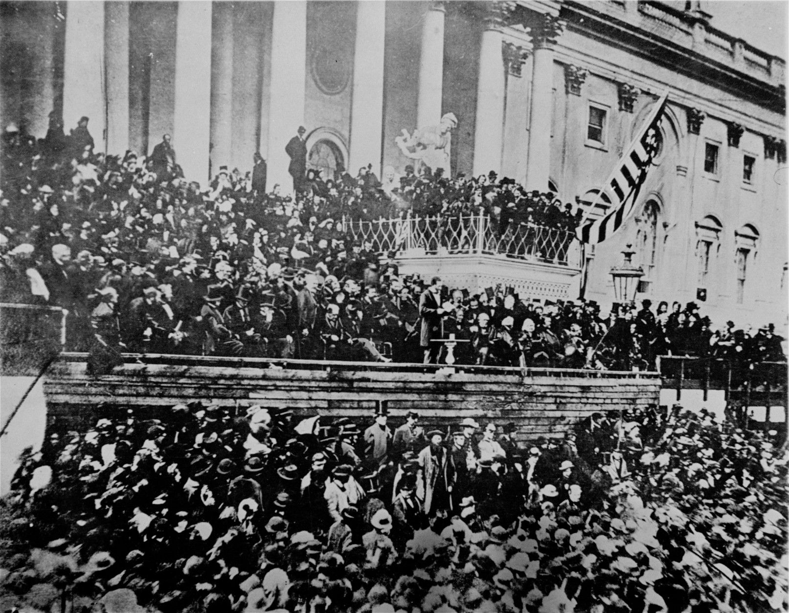 A scene in front of the Capitol during Lincoln's second inauguration, 1865, just six weeks before his assassination.  (AP Photo)