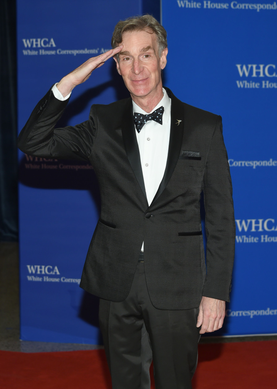 Bill Nye arrives at the White House Correspondents' Association Dinner at the Washington Hilton Hotel on Saturday, April 30, 2016, in Washington. (Photo by Evan Agostini/Invision/AP)