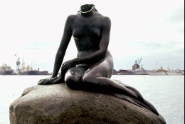 FILE-A Danish artist Henrik Bruun, who recently died, has claimed he was the one who decaptitated Copenhagens famed landmark, the Little Mermaid, in 1964, a news report said Tuesday October 28, 1997. In the years that followed the beheading which caught world attention, some 200 people have confessed to the crime, including a group of Cadian soldiers. Suspects were questioned by the homicide squad. But neither the attackers nor the head of the bronze statue created in tribute to Danish storyteller HansChristian Andersen, were ever found. A new head was cast from the original mold.  (AP Photo/Bjarne Luethke)