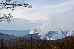 A massive wildfire that has been burning for over a week at Shenandoah National Park has grown to more than 10,000 acres, making it the second largest fire in the park's history. "Our containment number is going up which means our confidence in the firebreak that we created around it is increasing every day," said Barb Stewart, an information officer with the fire response team. (Photo Courtesy of the National Park Service)