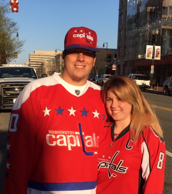 These Caps fans from Southern Maryland were Rockin' the Red ahead of Game 1. (WTOP/Alan Etter)
