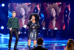 HOLLYWOOD, CALIFORNIA - APRIL 07:  Singers Trent Harmon (L) and La'Porsha Renae perform onstage during FOX's "American Idol" Finale For The Farewell Season at Dolby Theatre on April 7, 2016 in Hollywood, California. at Dolby Theatre on April 7, 2016 in Hollywood, California.  (Photo by Kevork Djansezian/Getty Images)