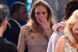 HOLLYWOOD, CALIFORNIA - APRIL 07: Recording artist Jennifer Lopez wipes tears away during FOX's 'American Idol' Finale For The Farewell Season at Dolby Theatre on April 7, 2016 in Hollywood, California. at Dolby Theatre on April 7, 2016 in Hollywood, California. (Photo by Kevork Djansezian/Getty Images)