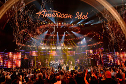 HOLLYWOOD, CALIFORNIA - APRIL 07:  American Idol Season 15 winner Trent Harmon performs coronation song with cast of Season 15 onstage during FOX's "American Idol" Finale For The Farewell Season at Dolby Theatre on April 7, 2016 in Hollywood, California. at Dolby Theatre on April 7, 2016 in Hollywood, California.  (Photo by Kevork Djansezian/Getty Images)