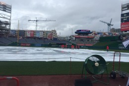 The ground crew at work at Nationals Park April 7, 2016. (WTOP/Dennis Foley)