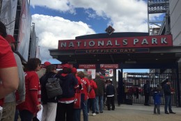Fans make their way into Nationals Park for Opening Day 2016. (WTOP/Megan Cloherty
