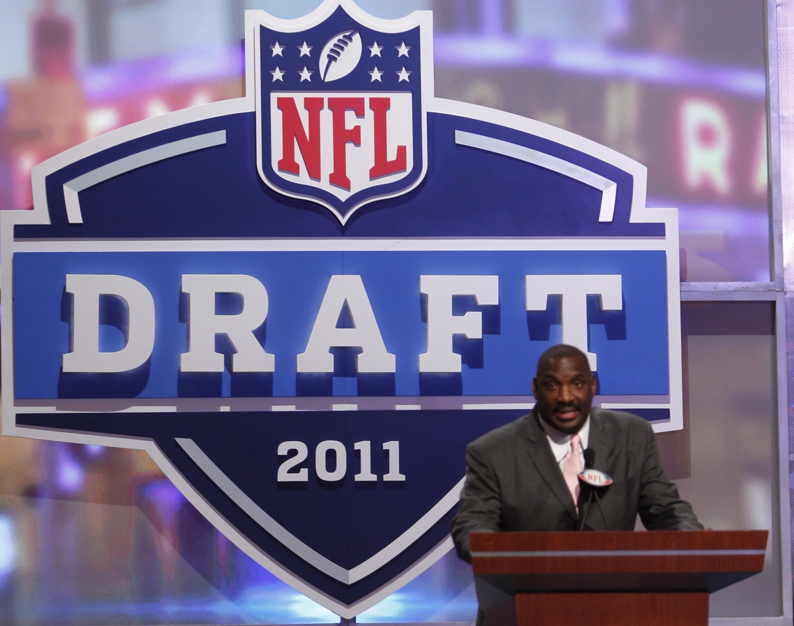 Former Washington Redskins quarterback Doug Williams speaks during the second round of the NFL football draft at Radio City Music Hall Friday, April 29, 2011, in New York. (AP Photo/Frank Franklin II)