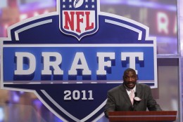 Former Washington Redskins quarterback Doug Williams speaks during the second round of the NFL football draft at Radio City Music Hall Friday, April 29, 2011, in New York. (AP Photo/Frank Franklin II)