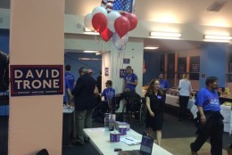 The scene from candidate David Trone's campaign headquarters. (WTOP/Dick Uliano)