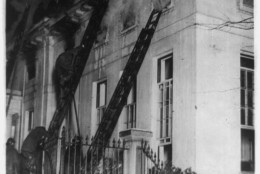 Firefighters battle the blaze in the West Wing executive offices, December 24, 1929. (PHOTO: Library of Congress)