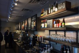 Craft beer for sale at the Cathedral Commons Starbucks includes Port City Brew. (WTOP/Michelle Basch)