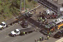 A serious crash involving a Maryland State trooper snarled Beltway traffic. (Courtesy NBC Washington) 