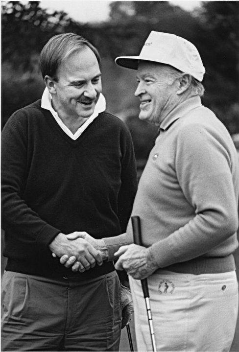 Arch Campbell plays golf with Bob Hope. (Courtesy Arch Campbell)