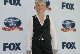Ellen DeGeneres poses for photographers in the photo room at the "American Idol" Idol Gives Back charity special in Los Angeles on Wednesday, April 25, 2007. (AP Photo/Matt Sayles)