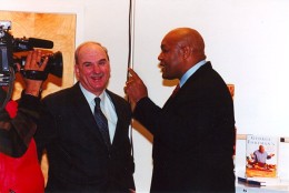 Arch Campbell chats with George Foreman. (Courtesy Arch Campbell)