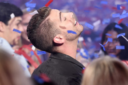 Nick Fradiani reacts after he is announced the winner at the American Idol XIV finale at the Dolby Theatre on Wednesday, May 13, 2015, in Los Angeles. (Photo by Chris Pizzello/Invision/AP)