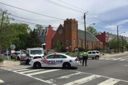 A heavy police presence came to the area near Georgia Avenue and Webster Avenue in Petworth after a teenager was stabbed. (Photo: WTOP/Kristi King)