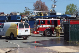 Crews on the scene of a fire at Plato's Diner. (Courtesy Kevin Hannigan)