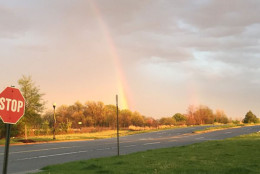Rainbow in Alexandria, Virginia as the rain passes. (Courtesy ‏@Ryan_C_Mills)