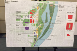The second proposed design concepts for the current RFK Stadium site. (WTOP/Michelle Basch)