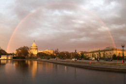 A rainbow is spotted over the U.S. Capitol. (Courtesy @SeanTHenderson)