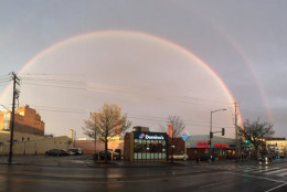 Double rainbow stretches over Tenleytown in D.C. (Courtesy @Colliding_Waves)