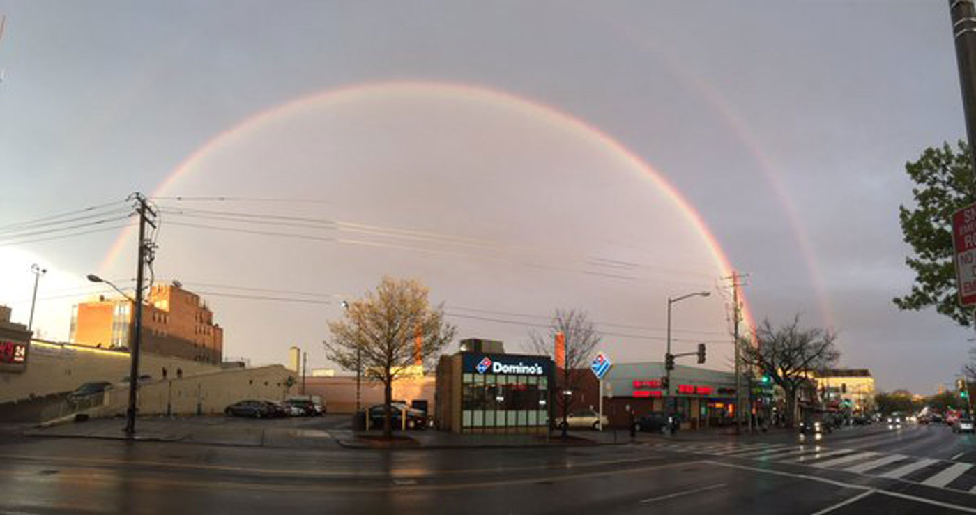 Double rainbow stretches over Tenleytown in D.C. (Courtesy @Colliding_Waves)