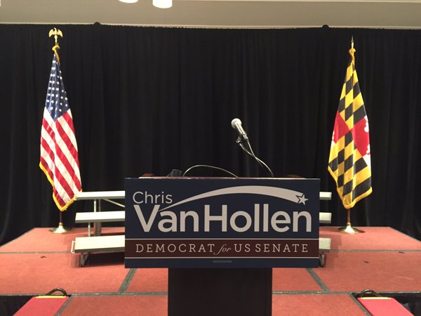 The scene from Rep. Chris Van Hollen's election night event in Bethesda. (WTOP/Michelle Basch)