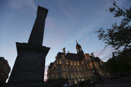A view of Place Jacques Cartier in Montreal from the old harbor, in Montreal, Canada, Tuesday, June 4, 2013. (AP Photo/Luca Bruno)