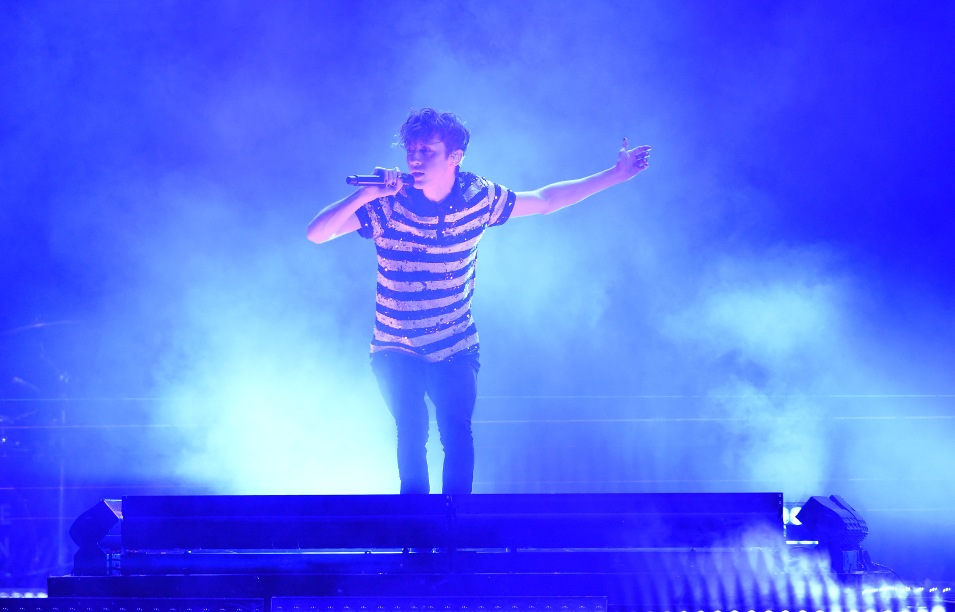 Troye Sivan, winner of the emerging artist award, performs Youth at the Billboard Music Awards at the T-Mobile Arena on Sunday, May 22, 2016, in Las Vegas. (Photo by Chris Pizzello/Invision/AP)
