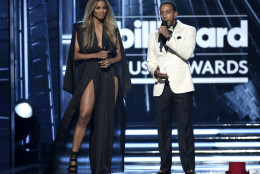 Hosts Ciara, left, and Ludacris speak at the Billboard Music Awards at the T-Mobile Arena on Sunday, May 22, 2016, in Las Vegas. (Photo by Chris Pizzello/Invision/AP)
