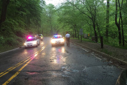 Beach Drive was closed for several hours Tuesday due to flooding. (WTOP/Neal Augenstein)