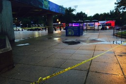 The scene in front of an entrance of the Anacostia Metro station after a non-fatal shooting. (Photo courtesy of NBC4/Darcy Spencer)