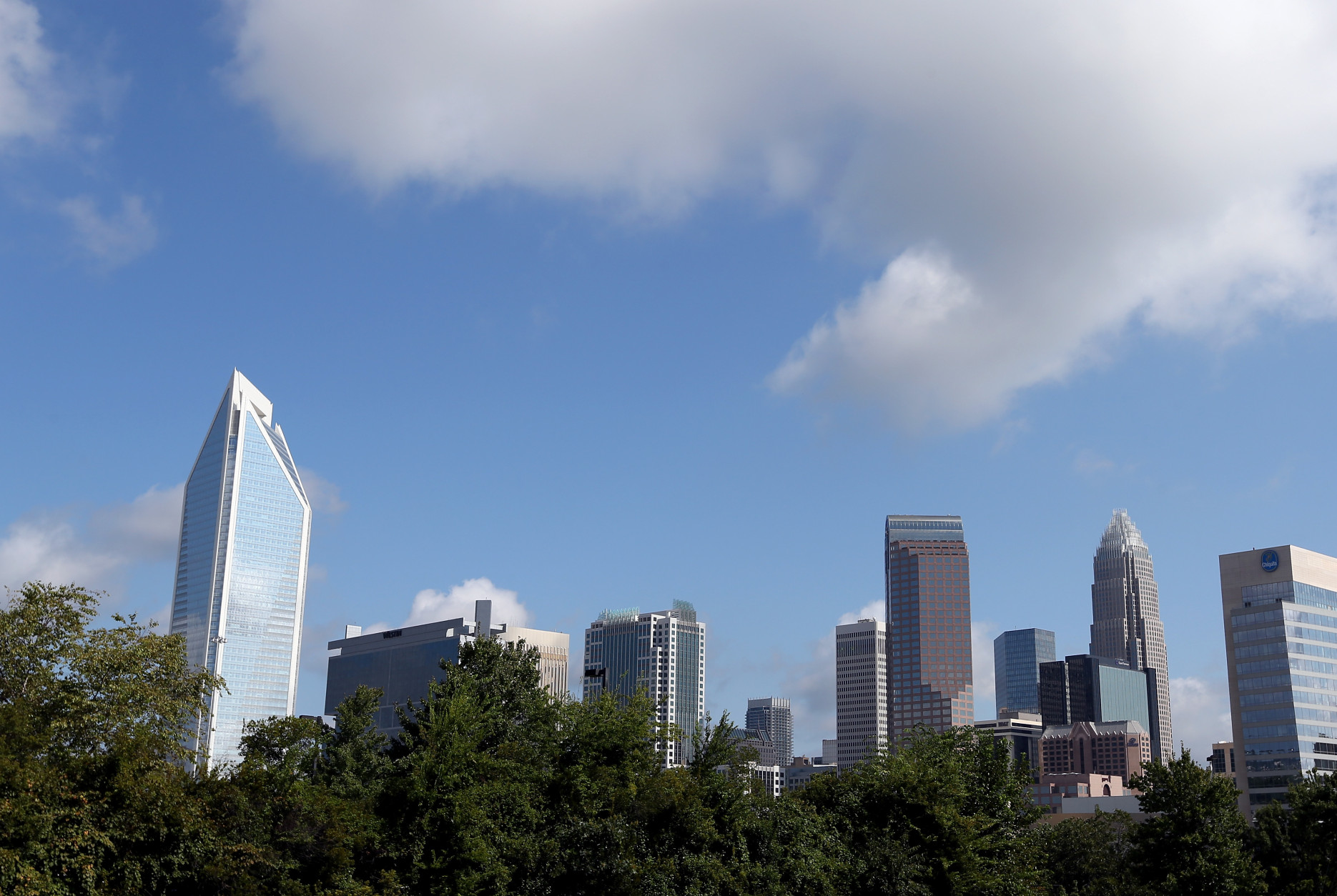 CHARLOTTE, NC - AUGUST 31:  A general view of the Charlotte skyline after the Democratic National Convention Committee Unveiling Stage for the DNC at Time Warner Cable Arena on August 31, 2012 in Charlotte, North Carolina.  (Photo by Streeter Lecka/Getty Images)