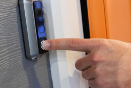 LAS VEGAS, NV - JANUARY 07:  The Vivint Doorbell Camera is displayed at CES 2016 at the Sands Expo and Convention Center on January 7, 2016 in Las Vegas, Nevada. It works with the Vivint Sky smart home system and features two-way talk via a built-in microphone and speaker, a 180-degree camera lens with night vision, and on-demand access to 30-second video clips it records. Customers able to see who is at the door on their smartphones can lock or unlock the door remotely. CES, the world's largest annual consumer technology trade show, runs through January 9 and features 3,600 exhibitors showing off their latest products and services to more than 150,000 attendees.  (Photo by Ethan Miller/Getty Images)