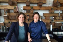 Pia Caursone, left, opened a bourbon distillery with her best friend Rachel Gardner, right, in May.  Carusone decided to pursue her dream of owning a distillery after the 2011 shooting of her boss, Gabby Giffords. (WTOP File Photo/Rachel Nania)    

